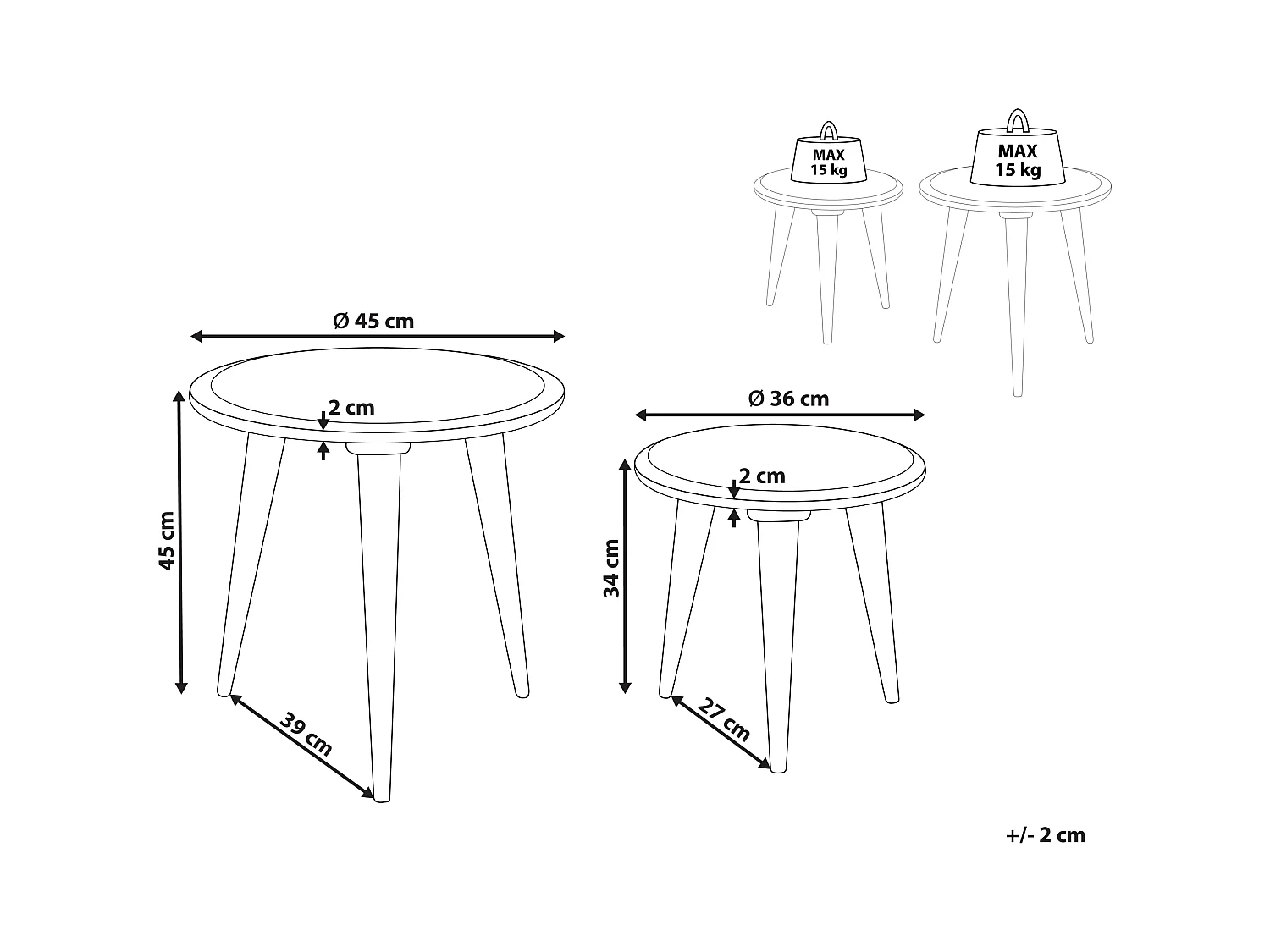 Beistelltisch 2er Set CHANDRA Mango Holz Weiss