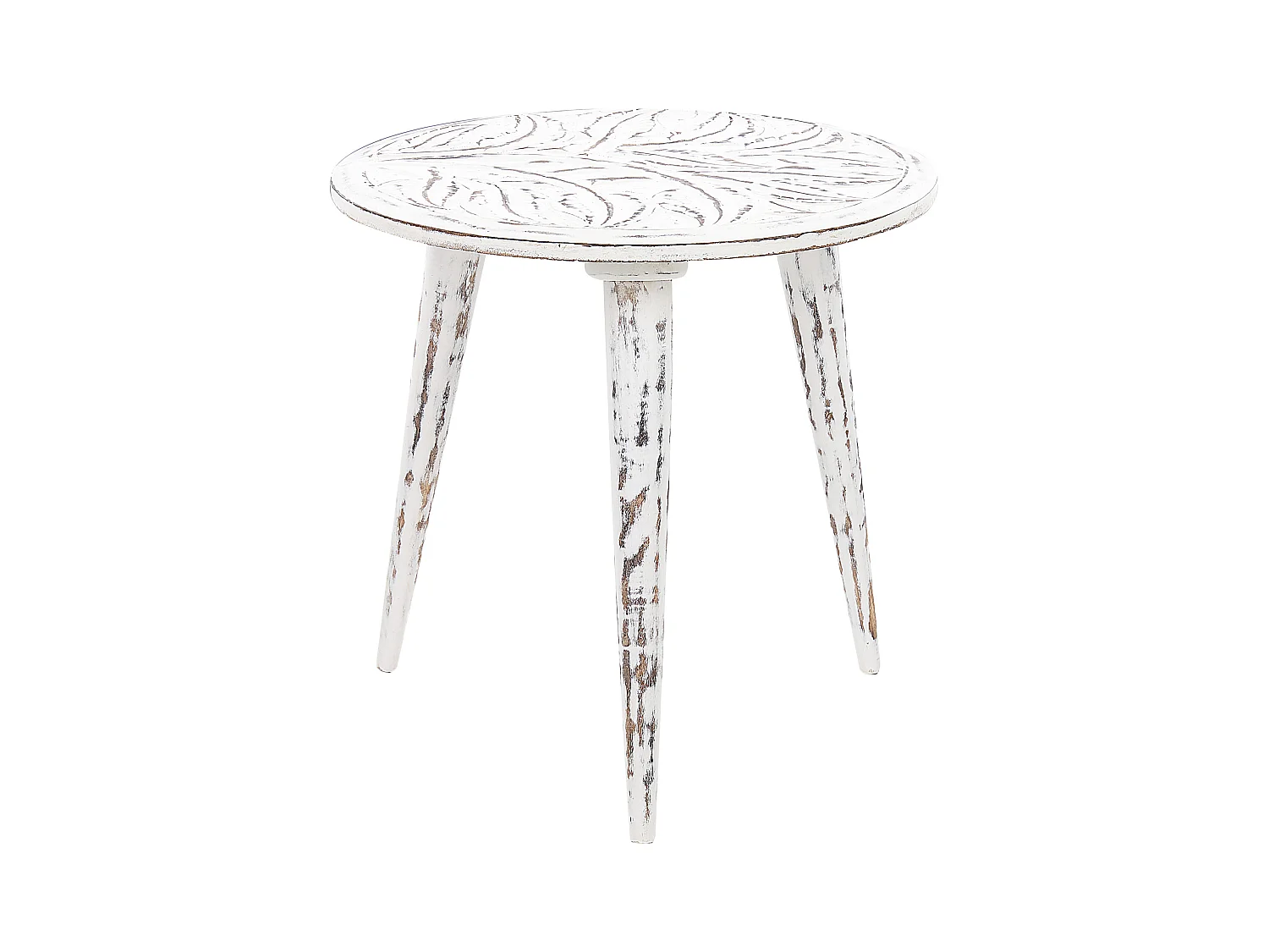 Lot de 2 tables d'appoint CHANDRA Bois de manguier Blanc