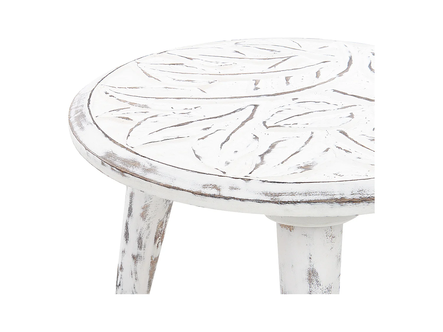 Lot de 2 tables d'appoint CHANDRA Bois de manguier Blanc