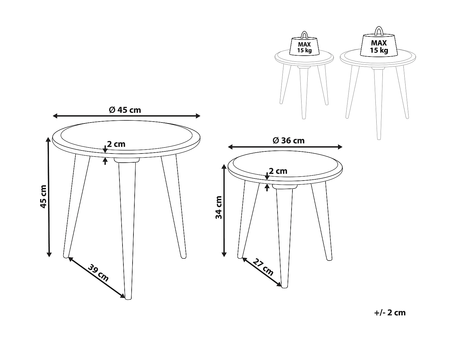 Beistelltisch 2er Set CHANDRA Mango Holz Weiss