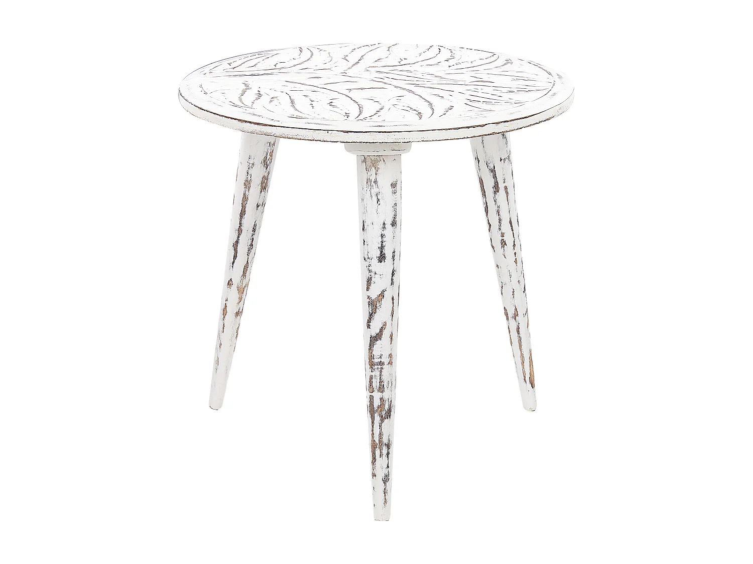 Lot de 2 tables d'appoint CHANDRA Bois de manguier Blanc