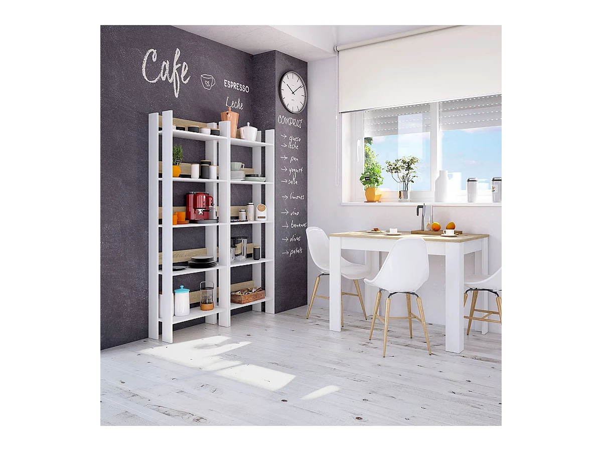 Estante Escritório Sala Carvalho Canadense e Branco 170x57x27 cm