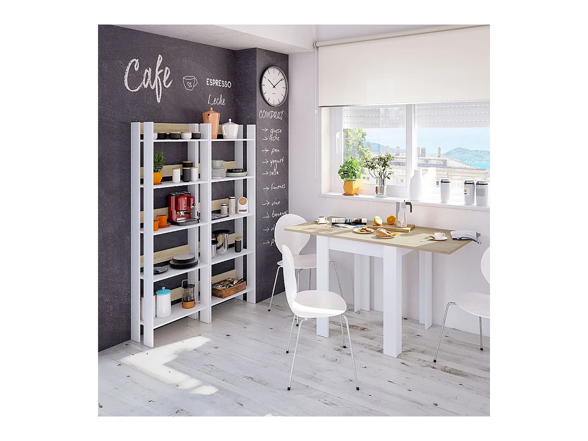 Estante Escritório Sala Carvalho Canadense e Branco 170x57x27 cm