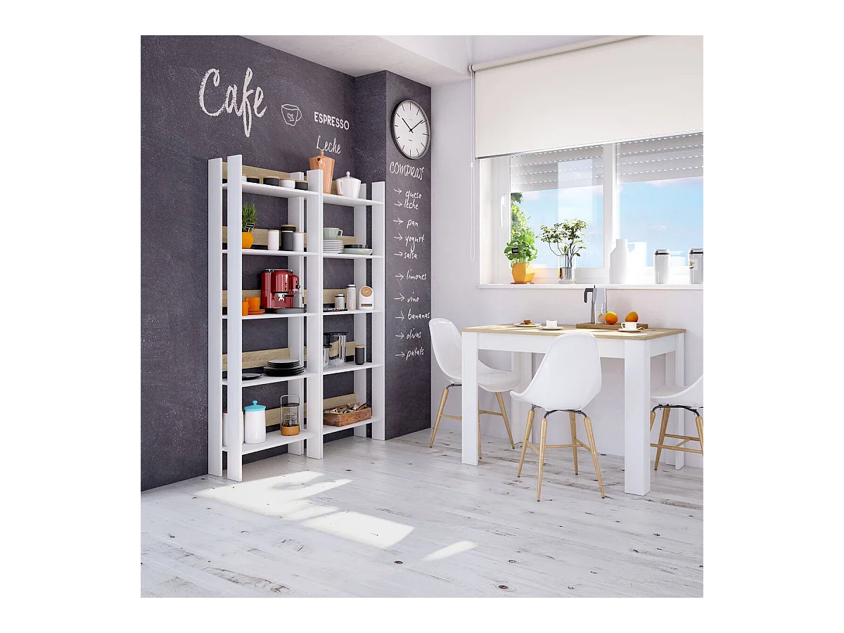 Estante Escritório Sala Carvalho Canadense e Branco 170x57x27 cm