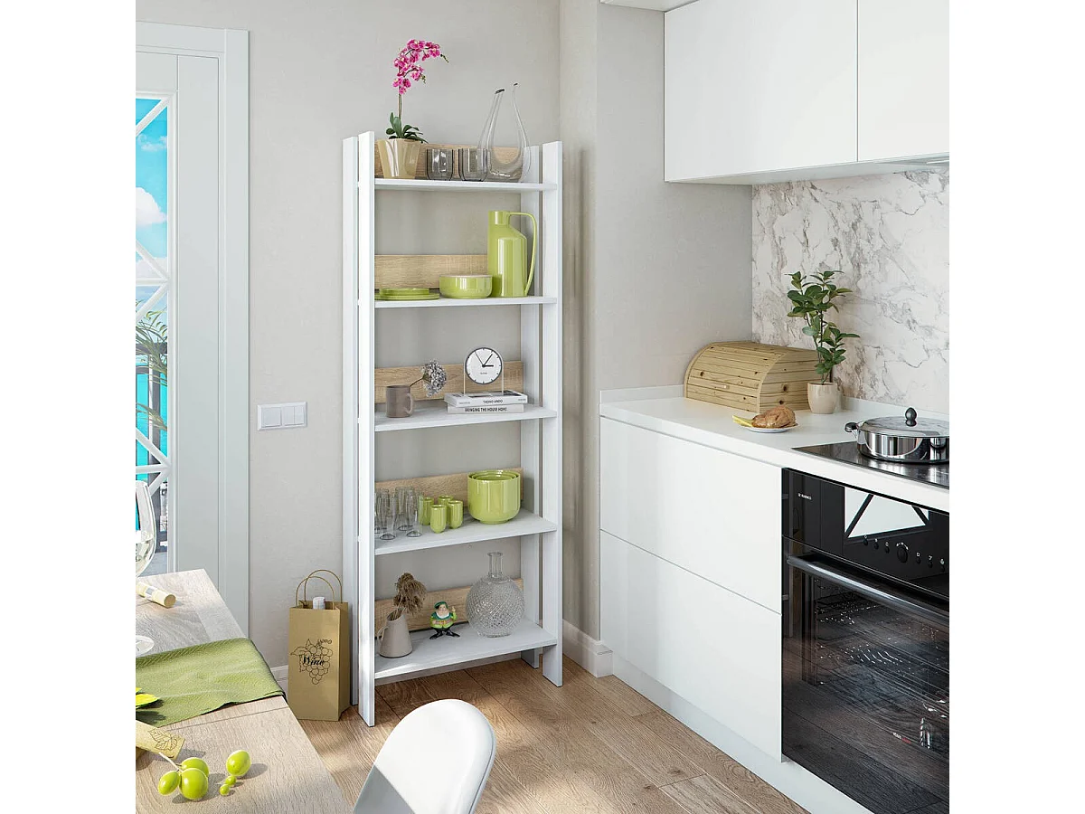 Etagère de rangement bicolore juxtaposable 5 Etagères H170 cm - MADEIRA