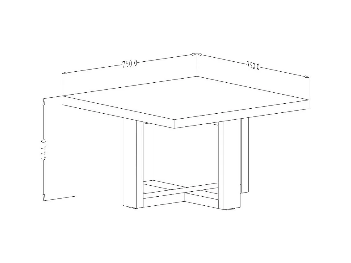 Tavolino da salotto design forma quadrata collezione COXI colore rovere.