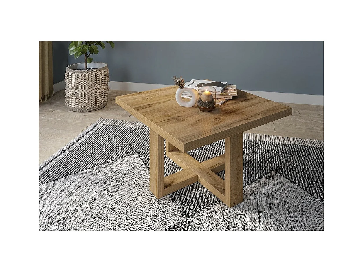 Tavolino da salotto design forma quadrata collezione COXI colore rovere.