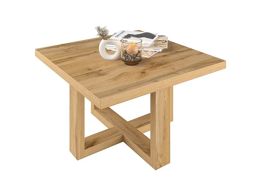 Table basse design forme carrée collection COXI coloris chêne.