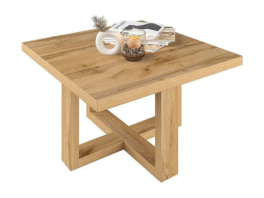 Tavolino da salotto design forma quadrata collezione COXI colore rovere.