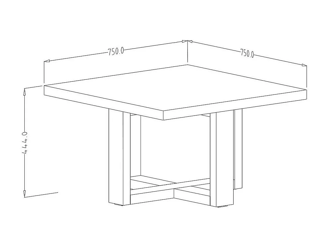 Tavolino da salotto design forma quadrata collezione COXI colore rovere.