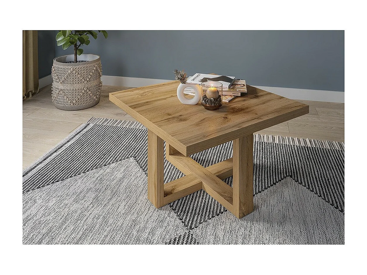 Tavolino da salotto design forma quadrata collezione COXI colore rovere.
