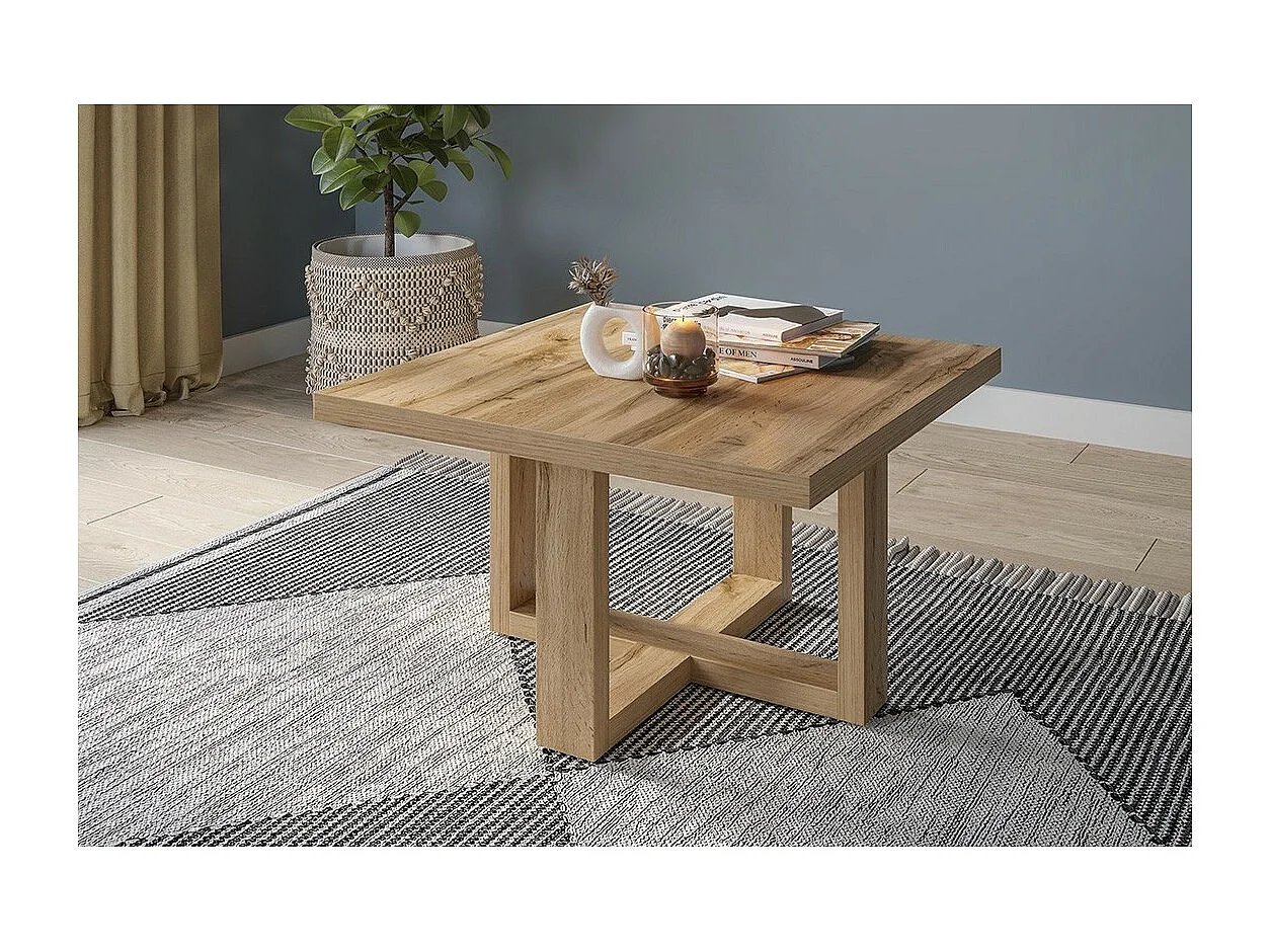 Tavolino da salotto design forma quadrata collezione COXI colore rovere.