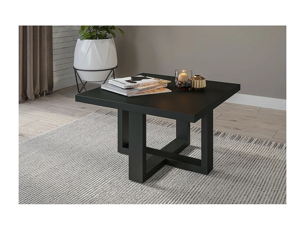 Table basse design forme carrée collection COXI Coloris noir super mat.