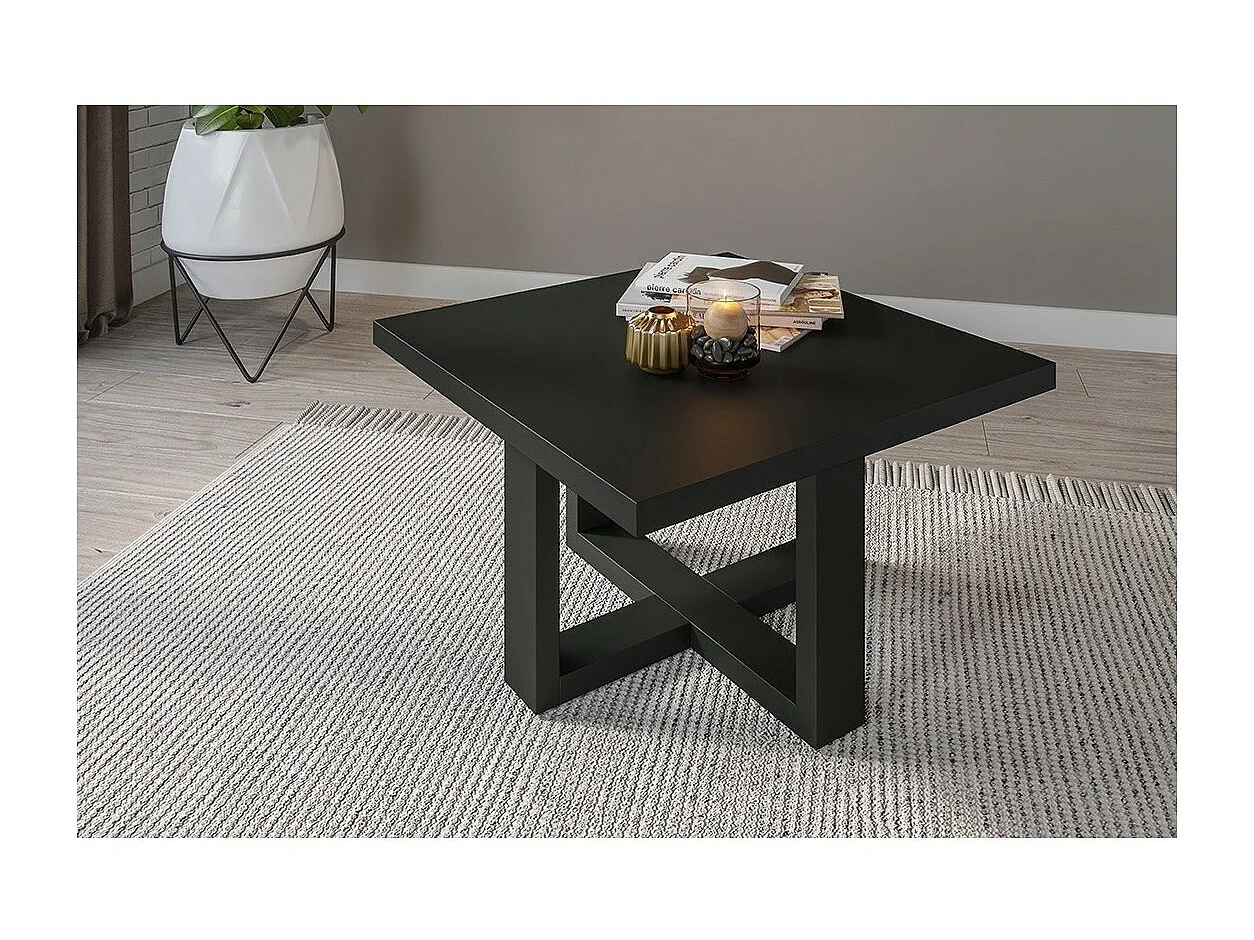 Table basse design forme carrée collection COXI Coloris noir super mat.