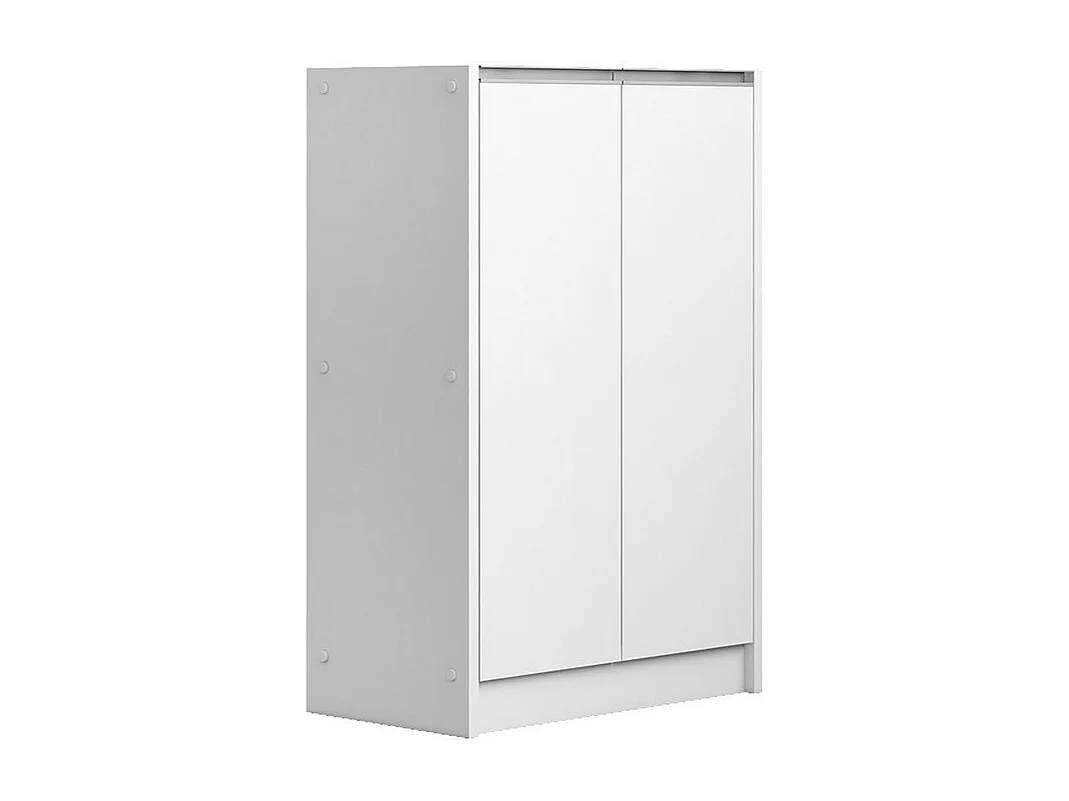 Meuble à chaussures PARRA – 2 portes battantes – Blanc mat