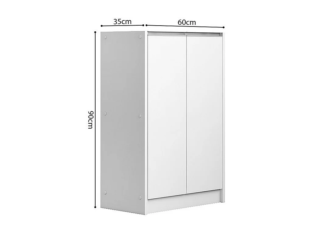 Meuble à chaussures PARRA – 2 portes battantes – Blanc mat