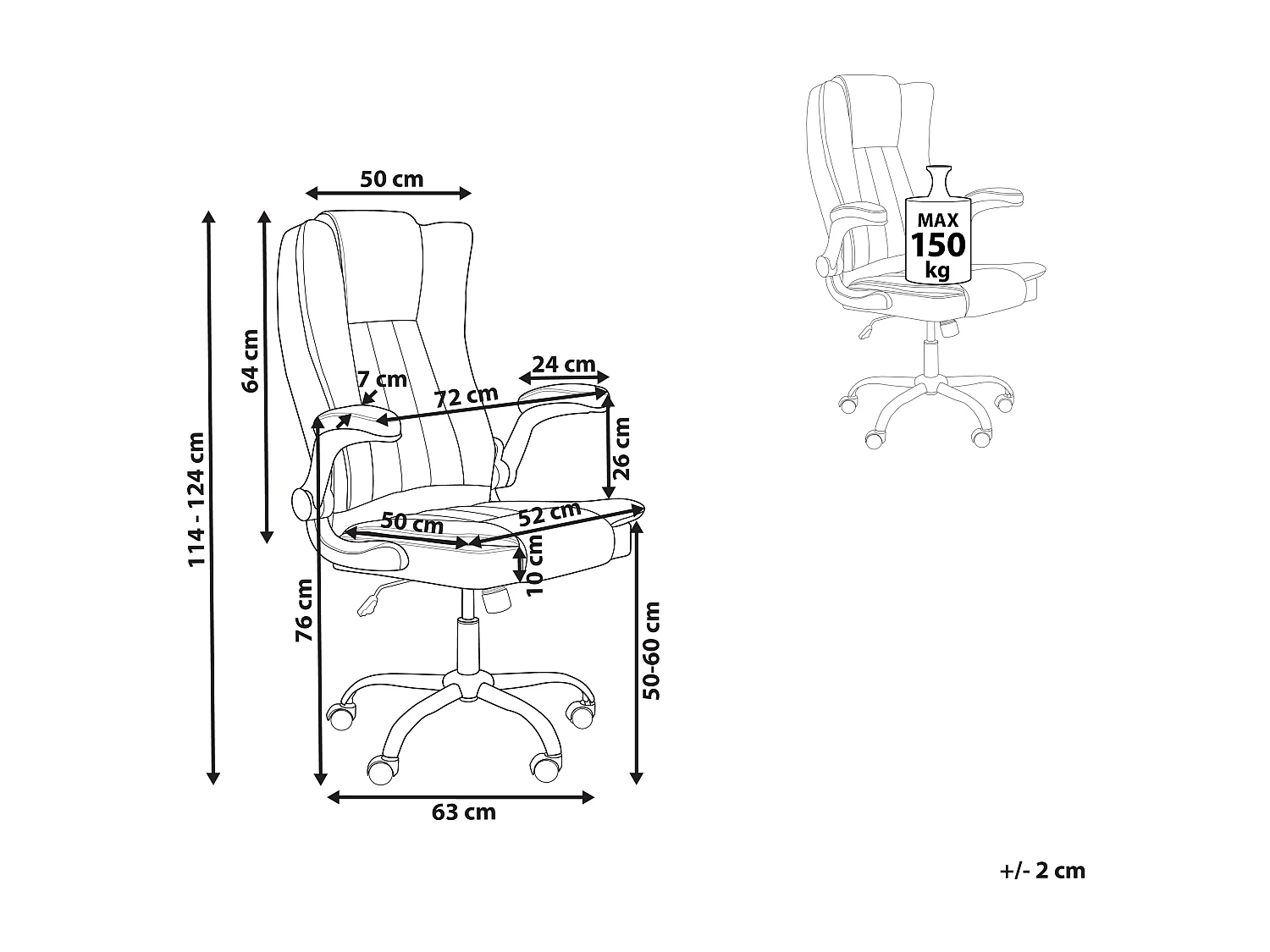 Directeursstoel Kunstleer Grafietgrijs SUBLIME