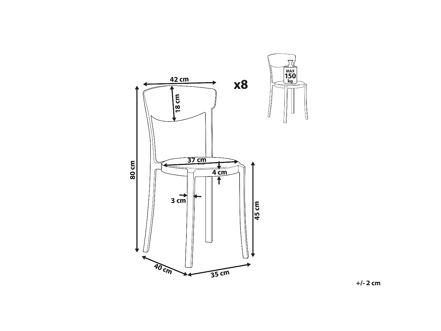Zestaw 8 krzeseł do jadalni VIESTE Czarny