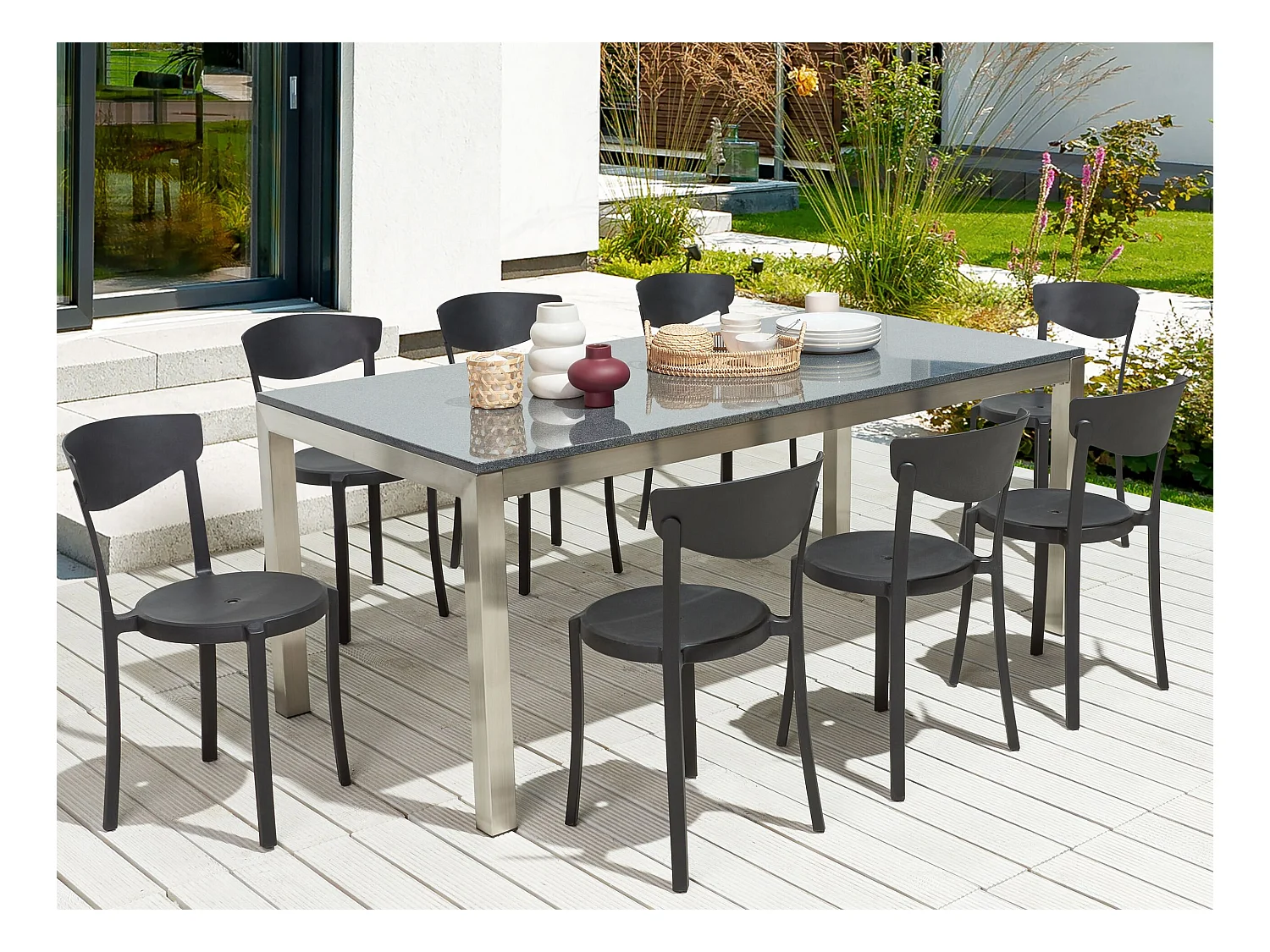 Lot de 8 chaises de salle à manger VIESTE Noir