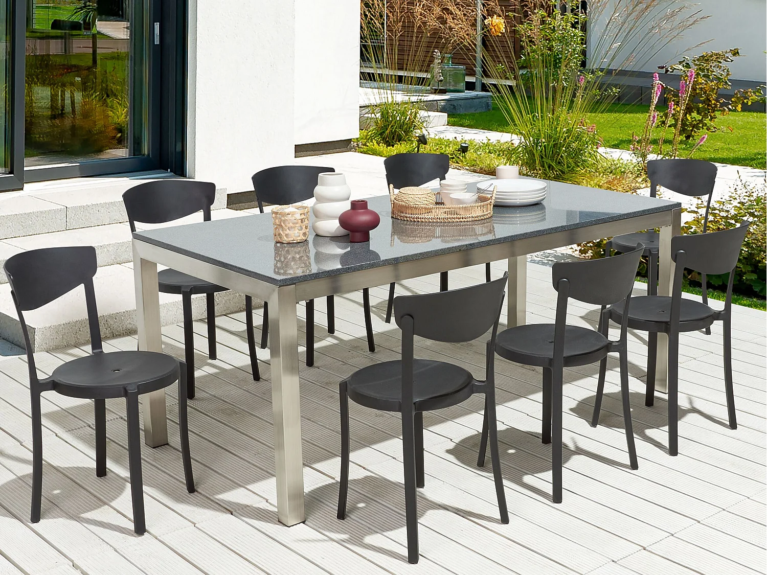 Lot de 8 chaises de salle à manger VIESTE Noir