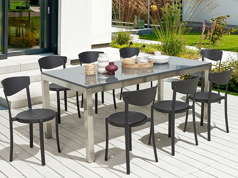 Lot de 8 chaises de salle à manger VIESTE Noir