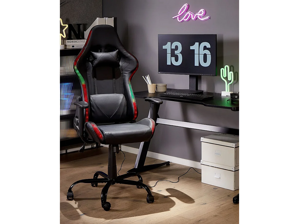 Cadeira gaming GLEAM Pele sintética Preto