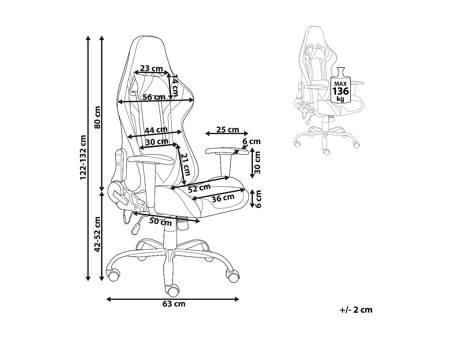 Cadeira gaming GLEAM Pele sintética Preto