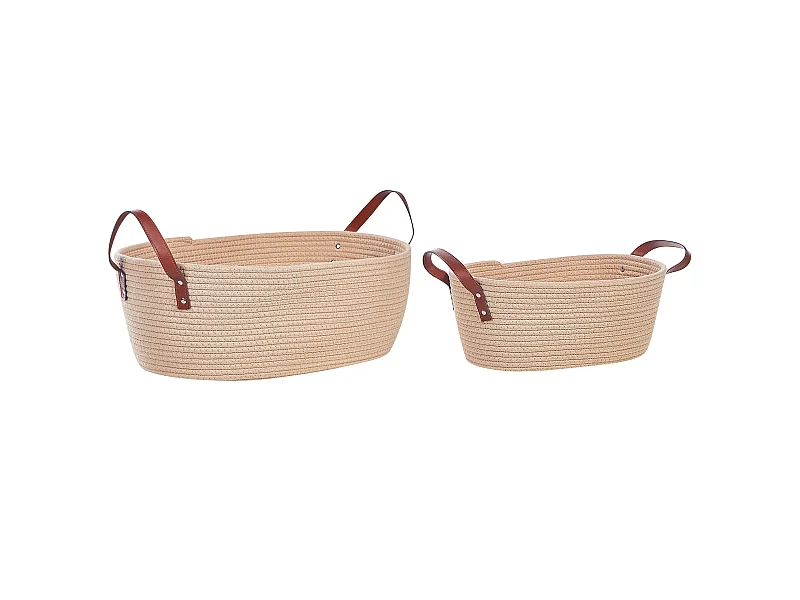 Set van 2 manden GISSAR Katoen Lichtbeige