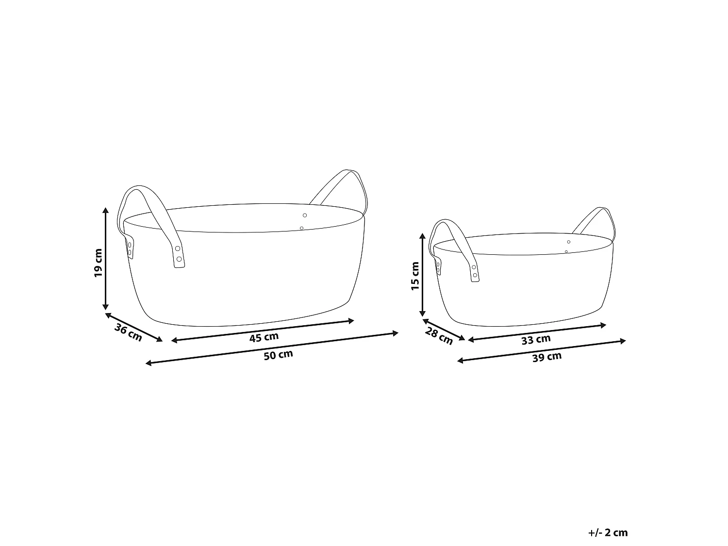 Lot de 2 paniers GISSAR Coton Beige clair