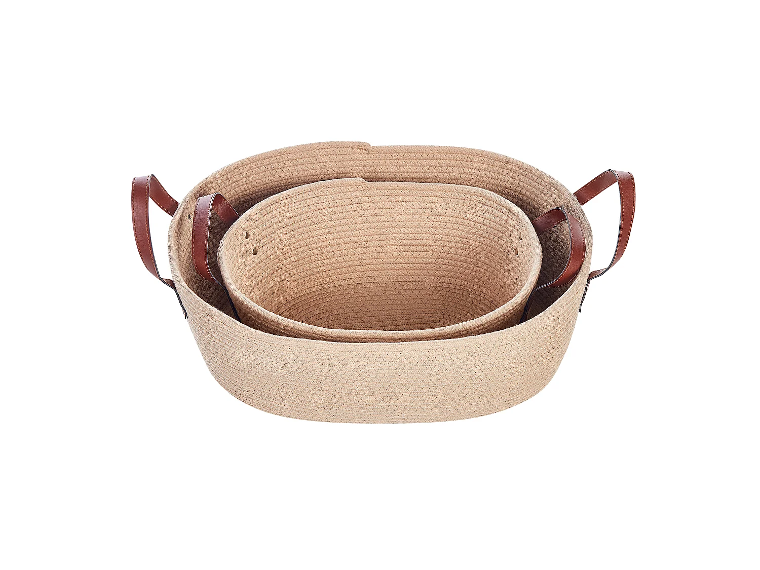 Lot de 2 paniers GISSAR Coton Beige clair