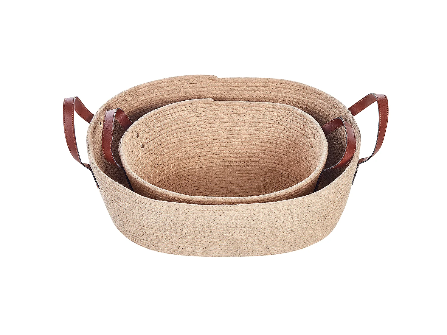 Zestaw 2 koszy GISSAR Bawełna Jasnobeżowy