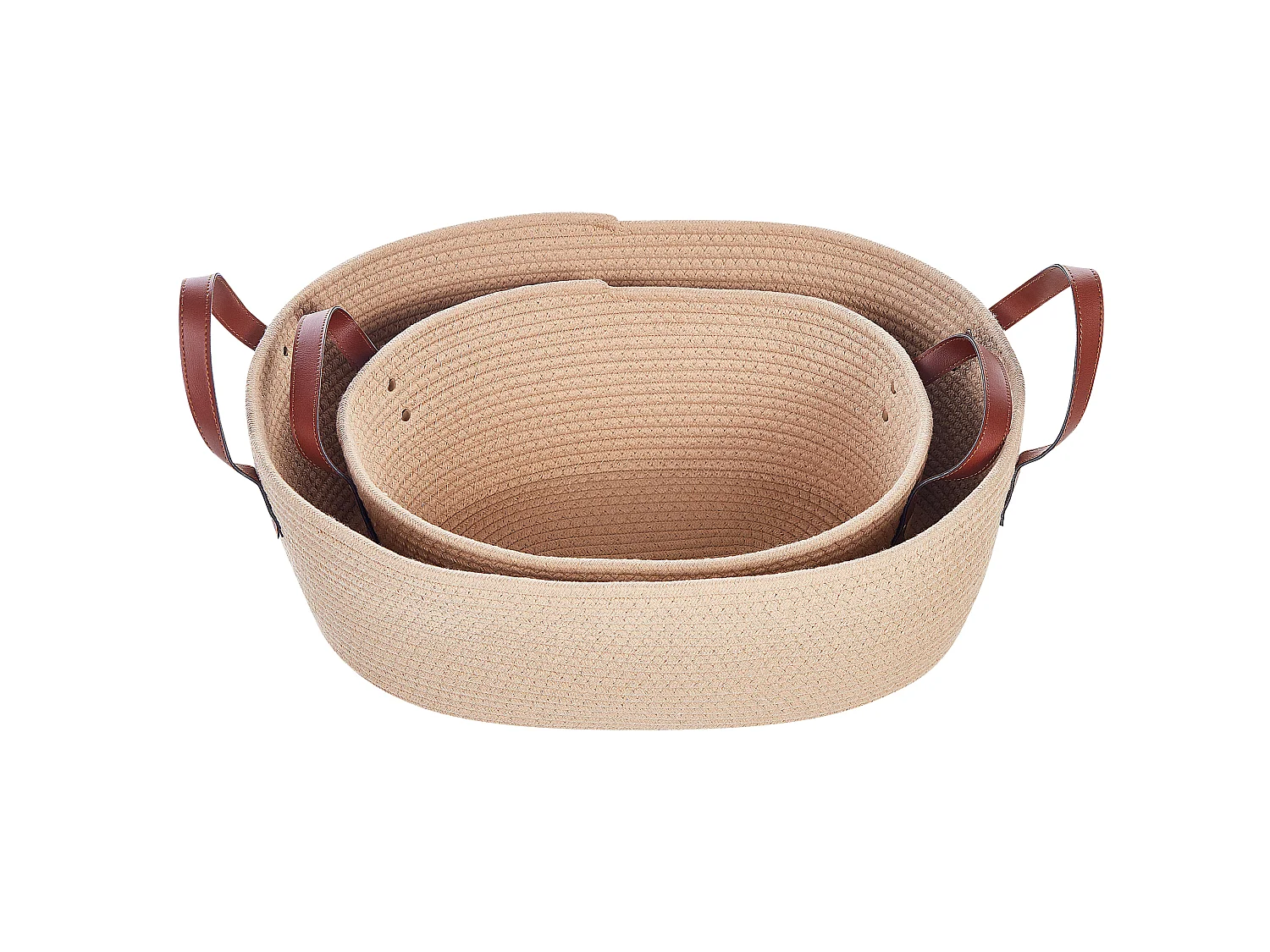 Set of 2 Baskets GISSAR Cotton Light Beige