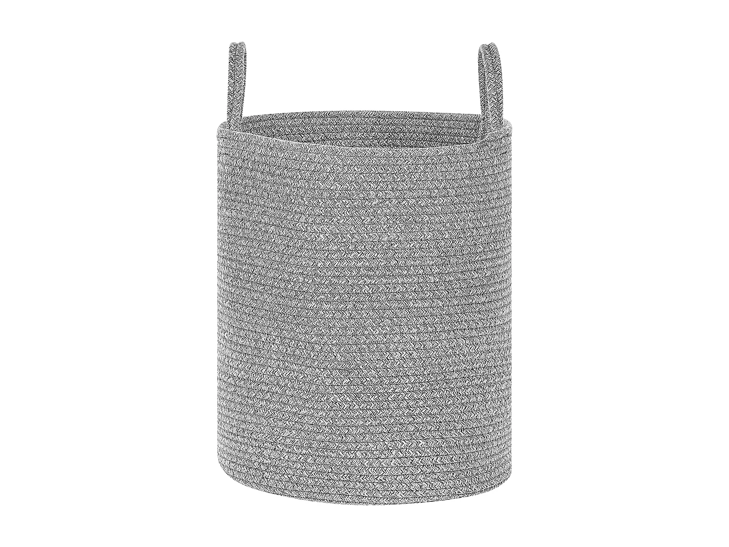 Textilkorb 2er Set Baumwolle grau rund ⌀ 34 cm mit Griffen handgefertigt Saryk