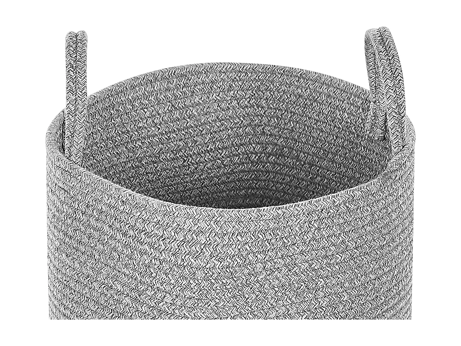 Textilkorb 2er Set Baumwolle grau rund ⌀ 34 cm mit Griffen handgefertigt Saryk