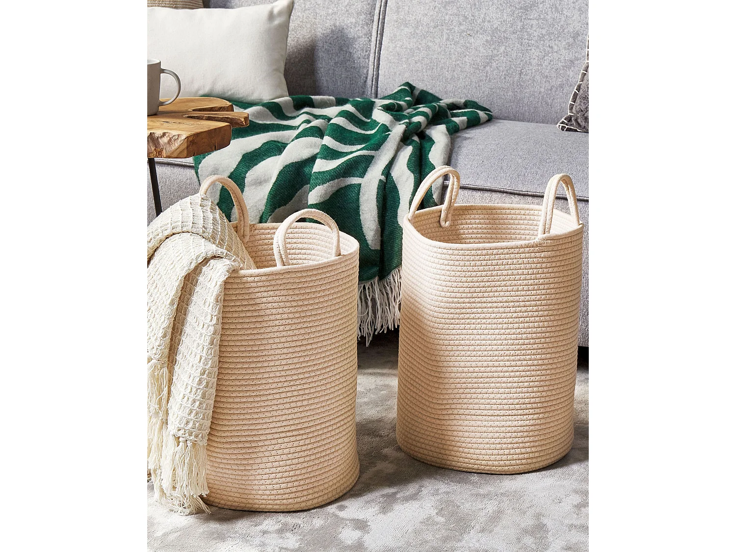 Lot de 2 paniers SARYK Coton Beige clair