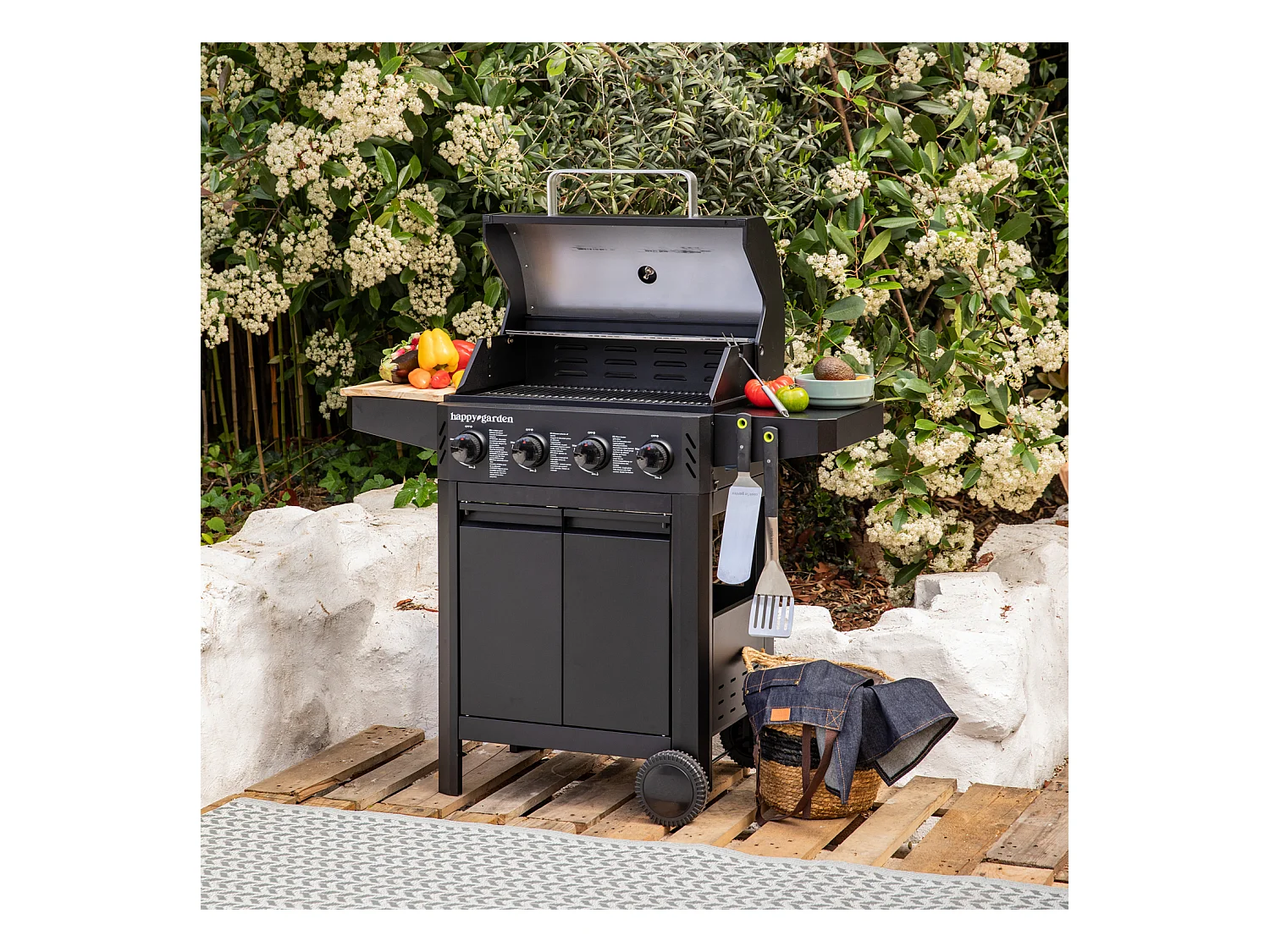 Barbecue au gaz IZALCO - 4 brûleurs 10kW - HAPPY GARDEN
