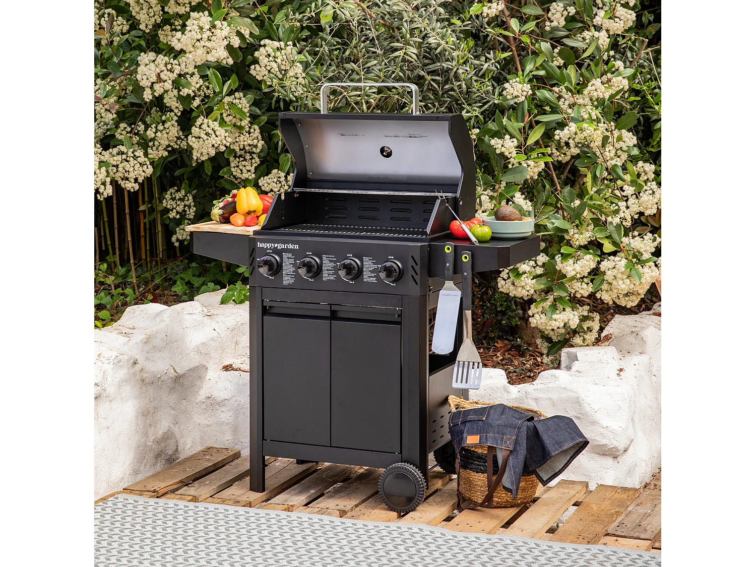 Barbecue au gaz IZALCO - 4 brûleurs 10kW - HAPPY GARDEN