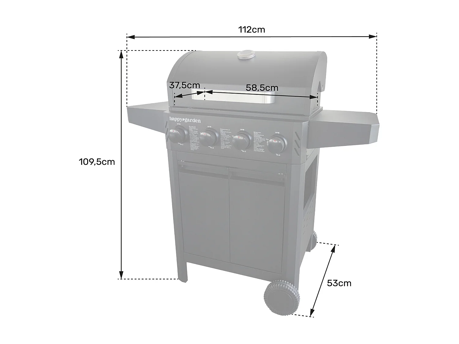 Barbecue au gaz IZALCO - 4 brûleurs 10kW - HAPPY GARDEN