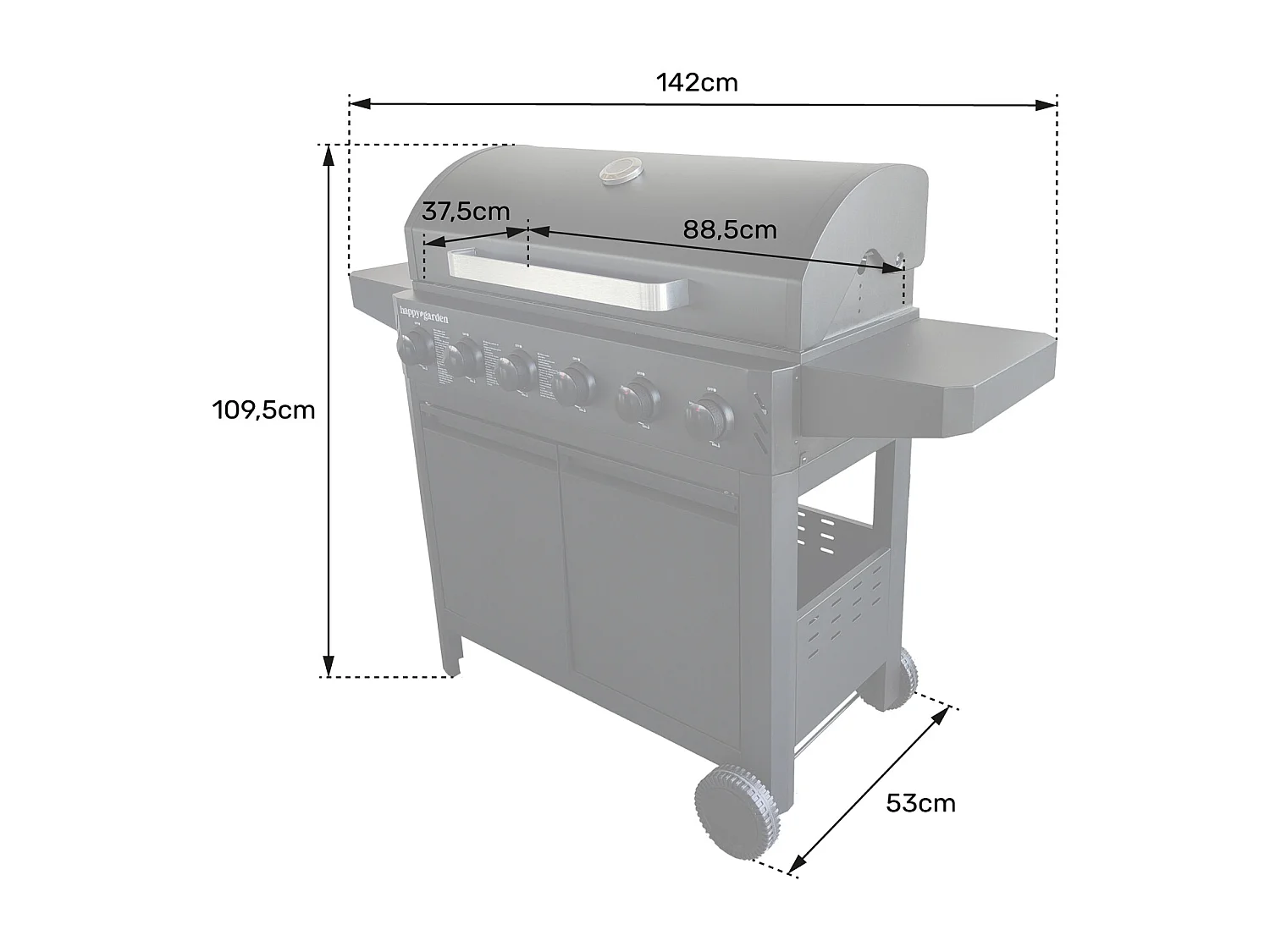 Barbecue au gaz IZALCO - 6 brûleurs 15kW - HAPPY GARDEN