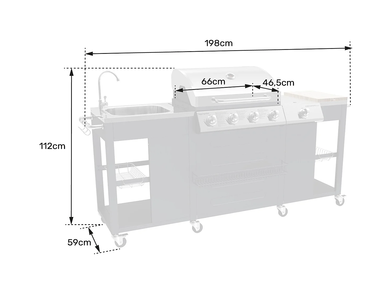 Cocina exterior TEXAS 4+1 quemadores - HAPPY GARDEN