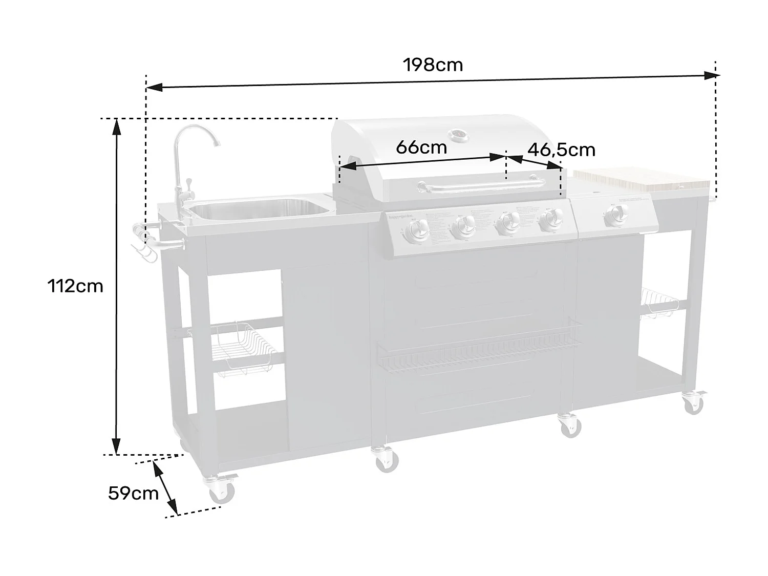 Buitenkeuken TEXAS - 4+1 branders