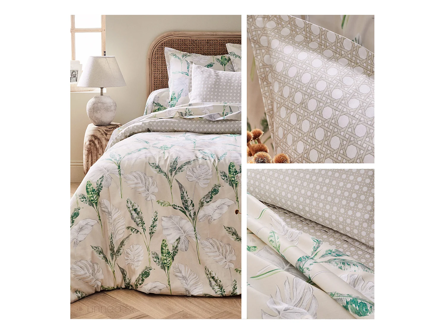 Drap housse imprimé 120x200 cm satin de coton VOYAGE Lin Bonnet 30 cm