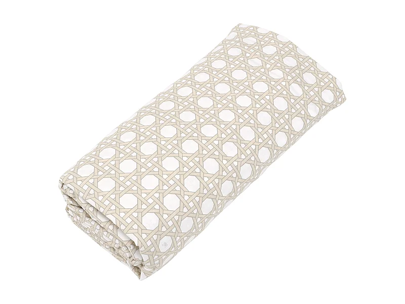 Drap housse imprimé 120x200 cm satin de coton VOYAGE Lin Bonnet 30 cm