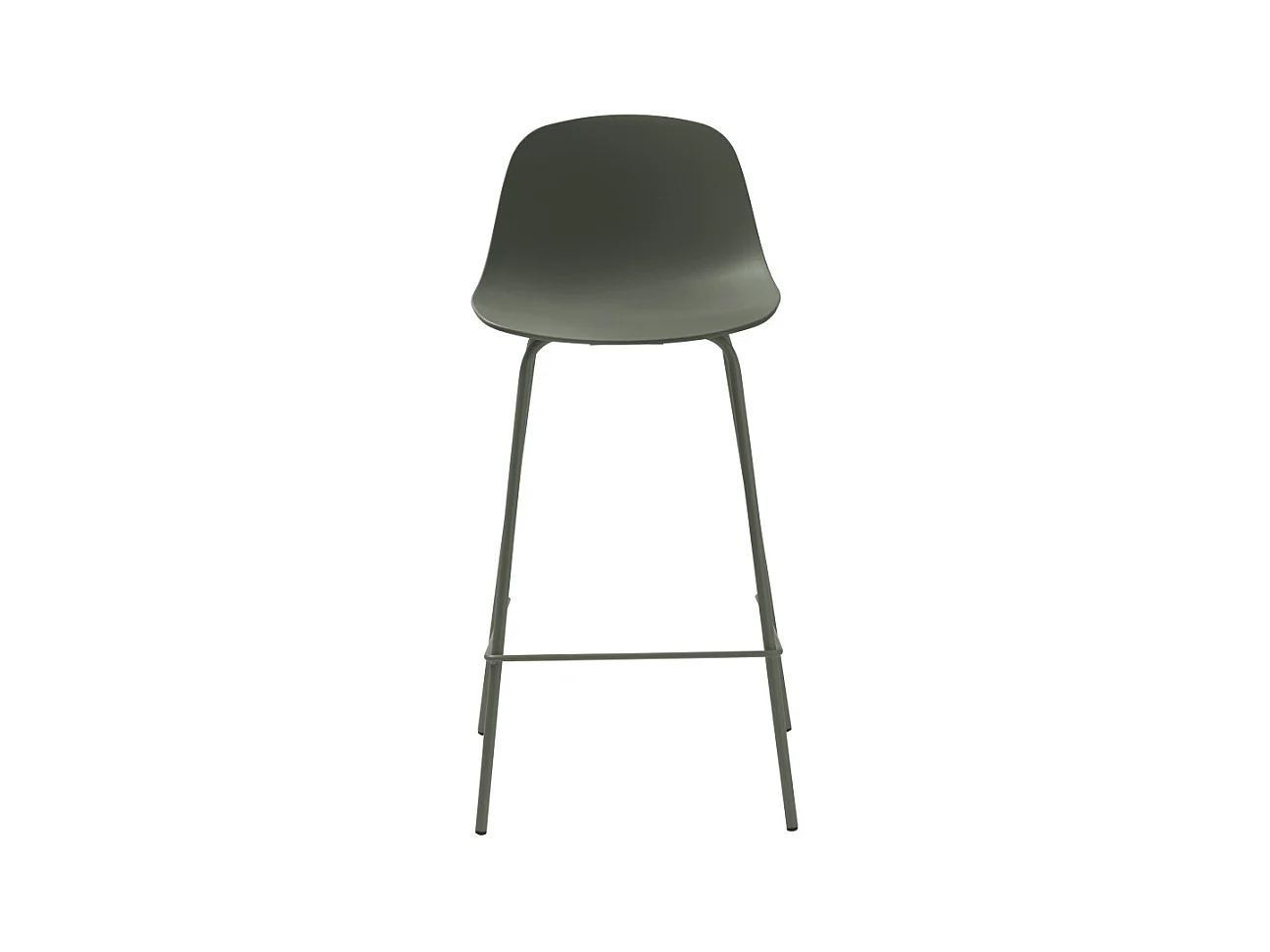 Hel - Lot de 2 chaises de bar en plastique et métal H67,5cm - Vert kaki