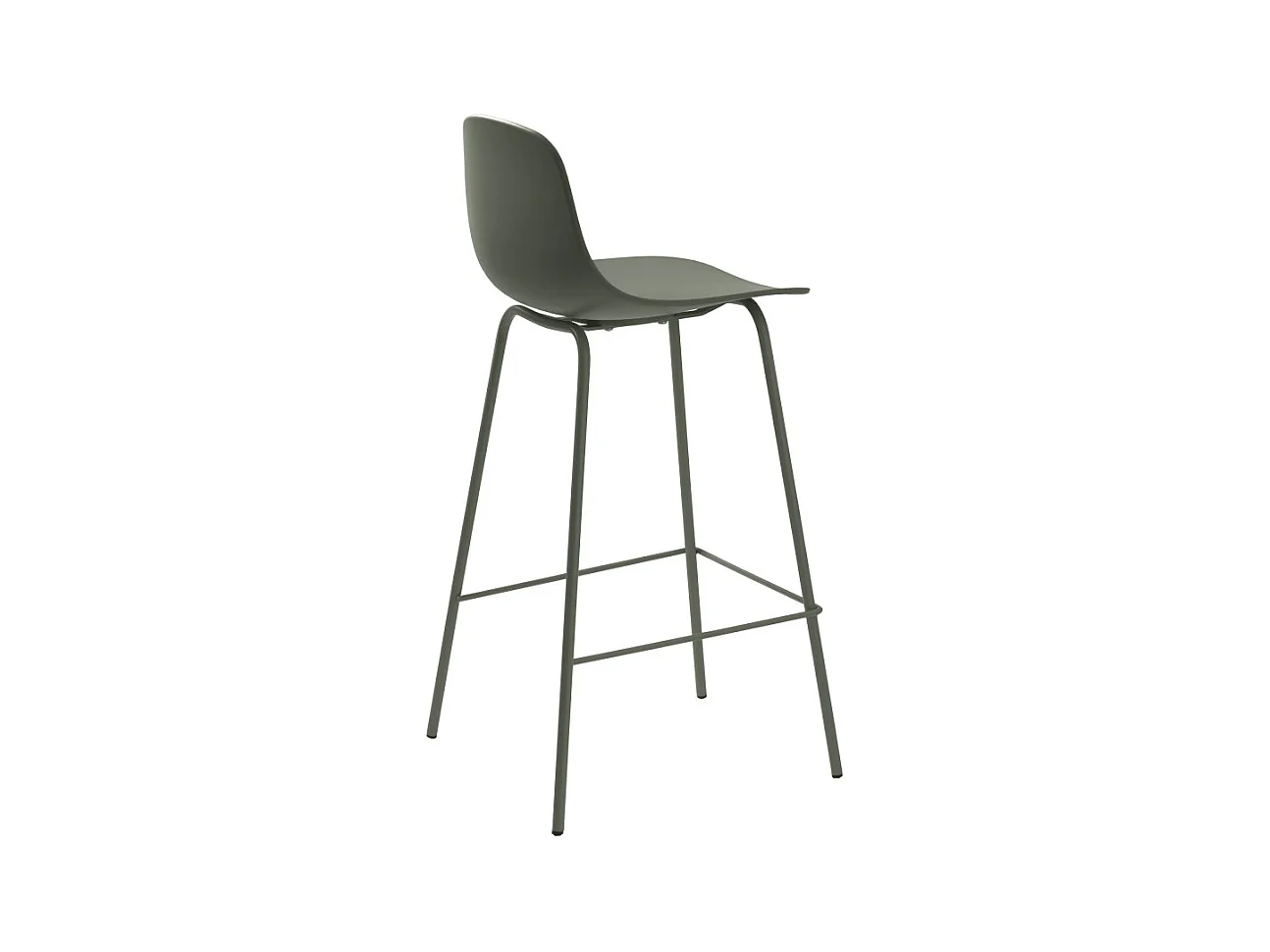 Hel - Lot de 2 chaises de bar en plastique et métal H67,5cm - Vert kaki