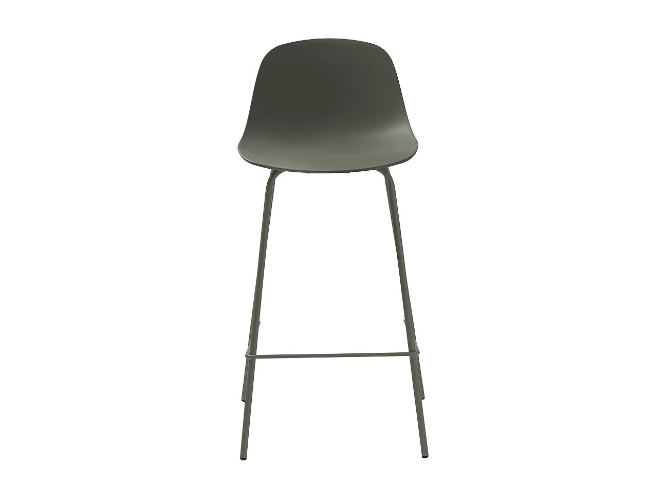Hel - Lot de 2 chaises de bar en plastique et métal H67,5cm - Vert kaki