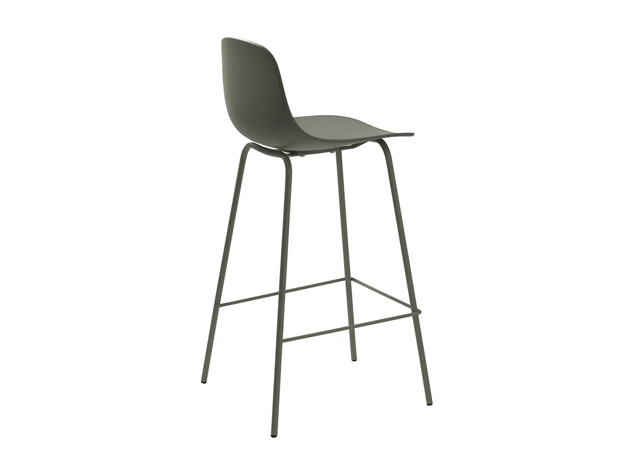 Hel - Lot de 2 chaises de bar en plastique et métal H67,5cm - Vert kaki