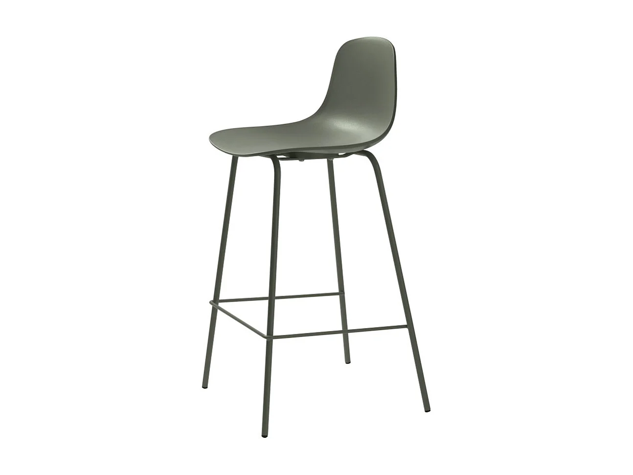 Hel - Lot de 2 chaises de bar en plastique et métal H67,5cm - Vert kaki