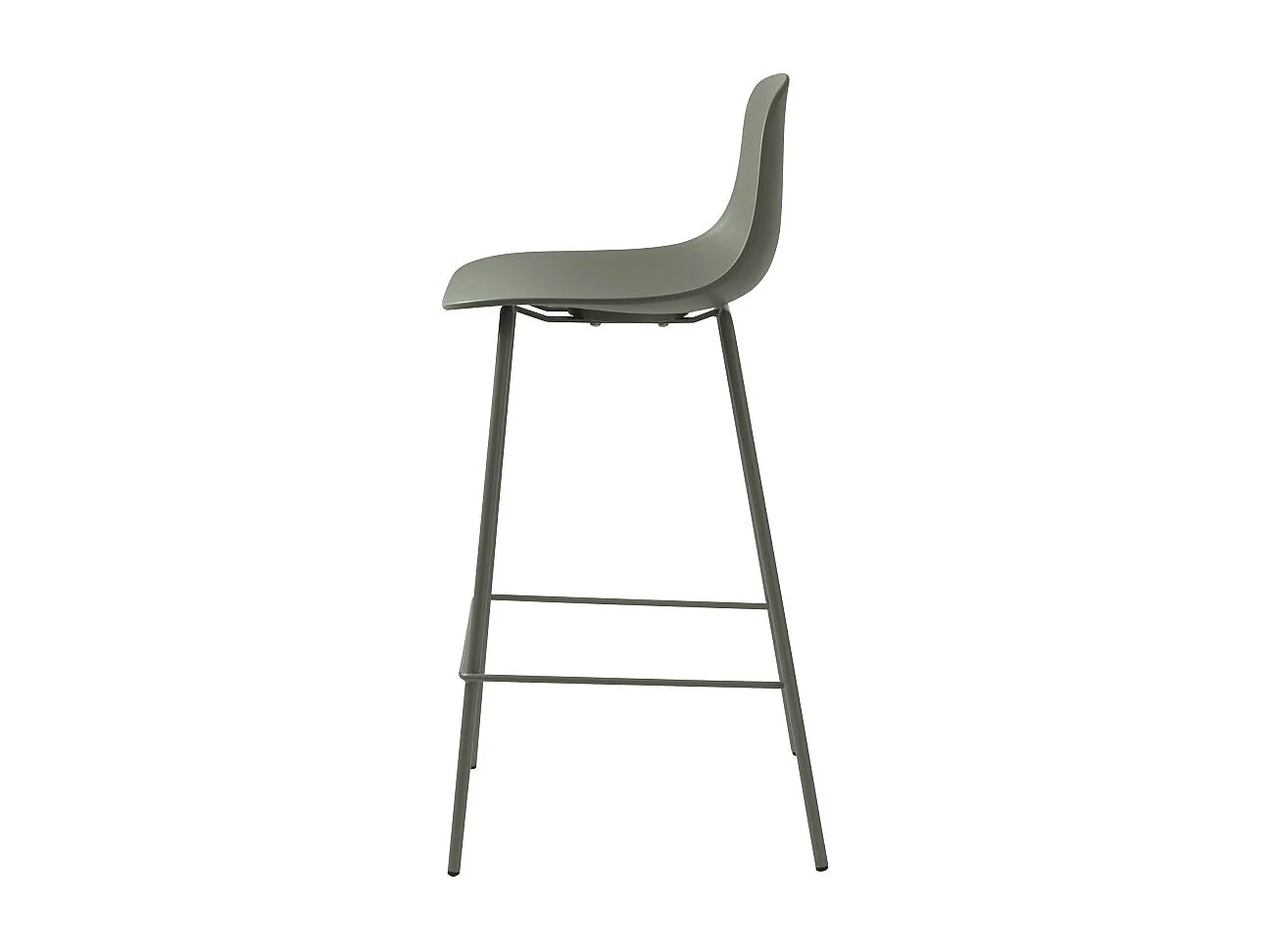 Hel - Lot de 2 chaises de bar en plastique et métal H67,5cm - Vert kaki