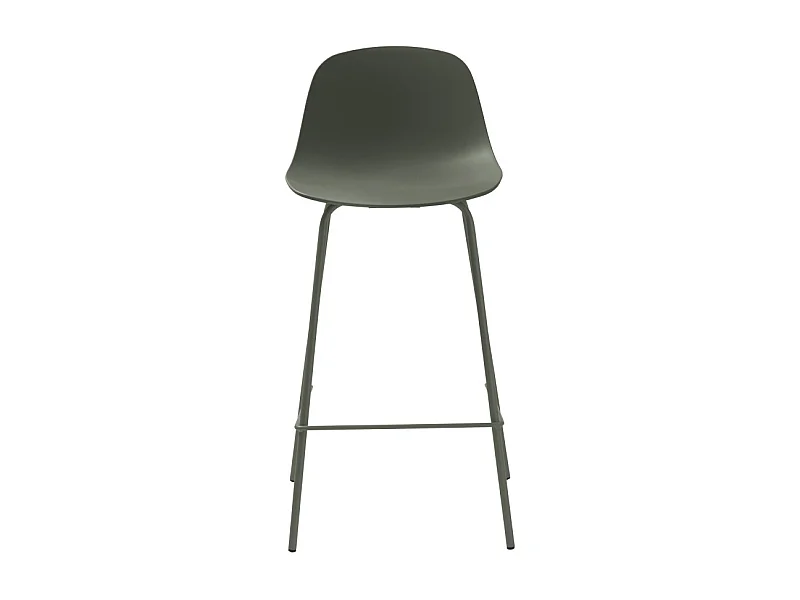 Hel - Lot de 2 chaises de bar en plastique et métal H67,5cm - Vert kaki